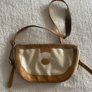 Gucci Beige and Tan Canvas Leather Crossbody Bag